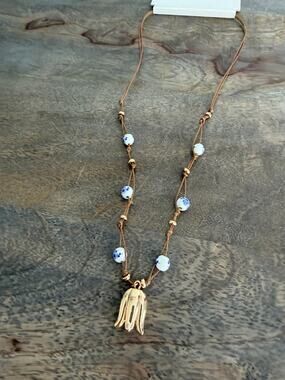 American Eagle Beaded Tulip Pendant Cord Necklace New With Tags